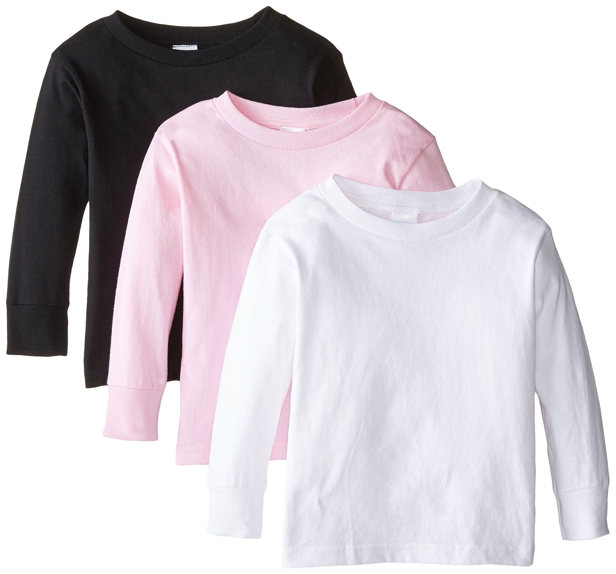 Clementine Toddler Unisex Everyday Long Sleeve Toddler T-Shirts Crew 3-Pack