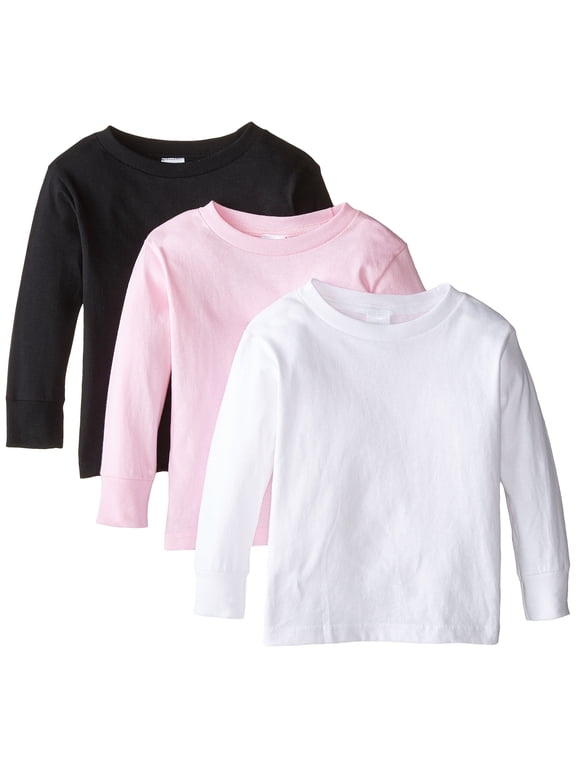 Clementine Toddler Unisex Everyday Long Sleeve Toddler T-Shirts Crew 3-Pack