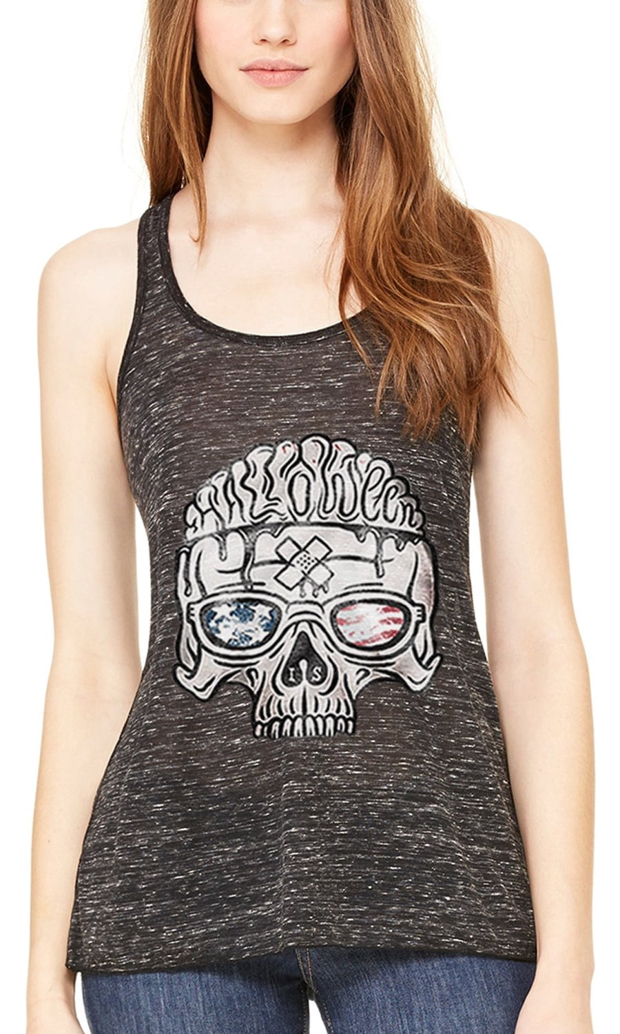 Clementine Women US Skull Printed Flowy Racerback Tank