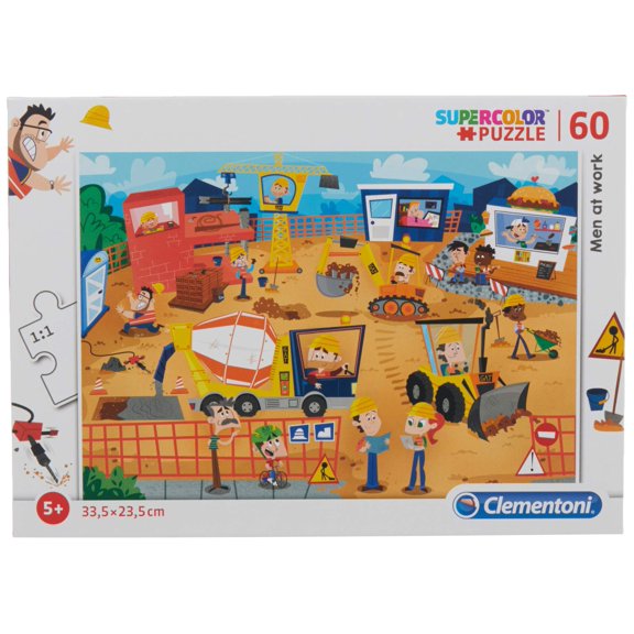 Clementoni 26990 26990-Supercolor Puzzle-Men at Work-60 Piecs, Multi-Coloured
