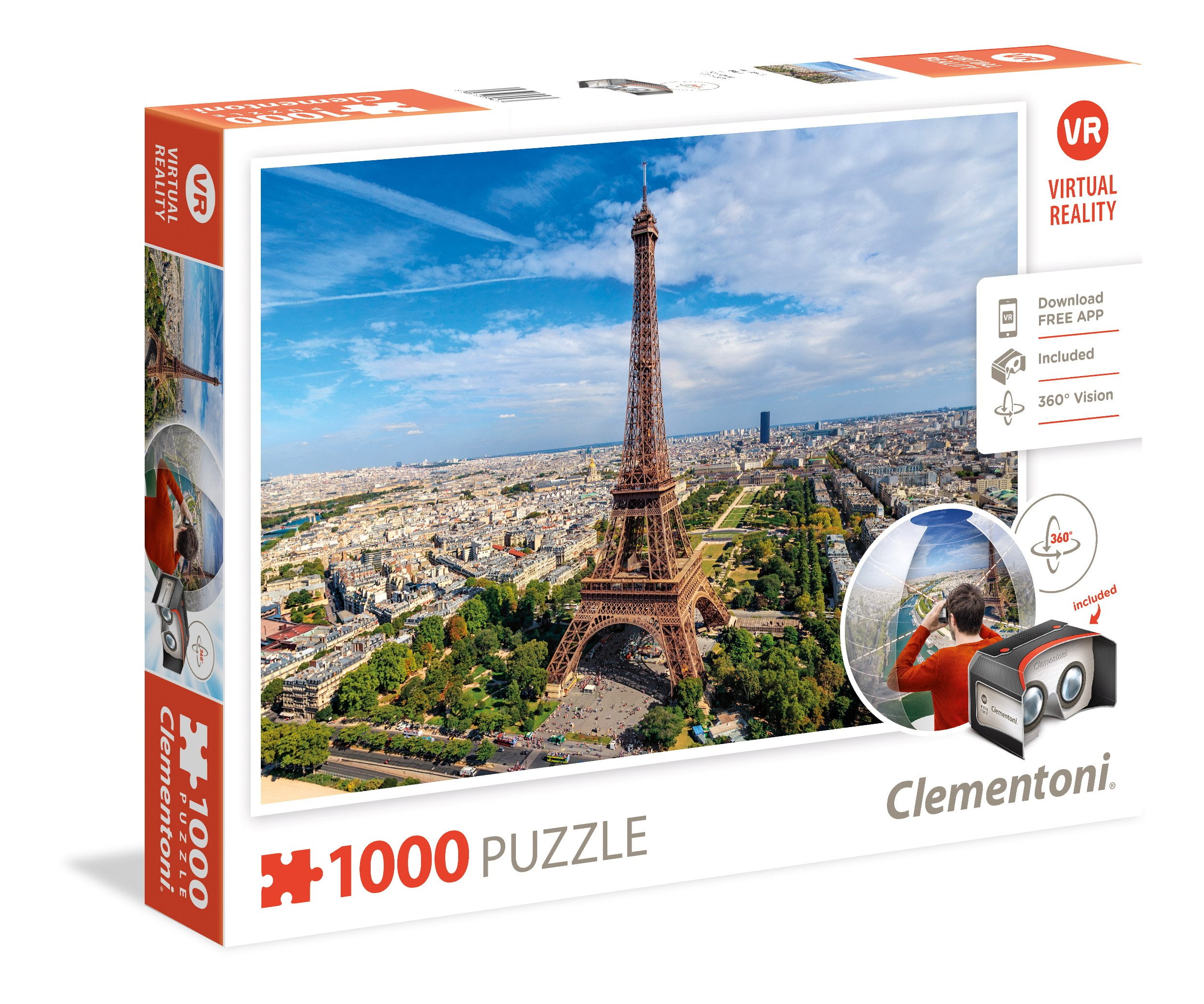 Clementoni 1000-Piece Panoramic Puzzle - Paris Scene, Includes Poster, 98x33 Cm When Completed