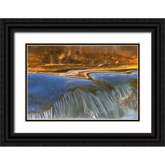 Clemons, Kathleen 14x11 Black Ornate Wood Framed with Double Matting Museum Art Print Titled - Vermont Autumn reflections on cascade in stream