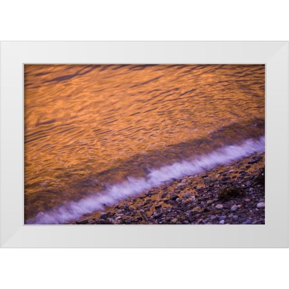 Clemons, Kathleen 24x17 White Modern Wood Framed Museum Art Print Titled - ME, Phippsburg Sunrise reflected in the surf