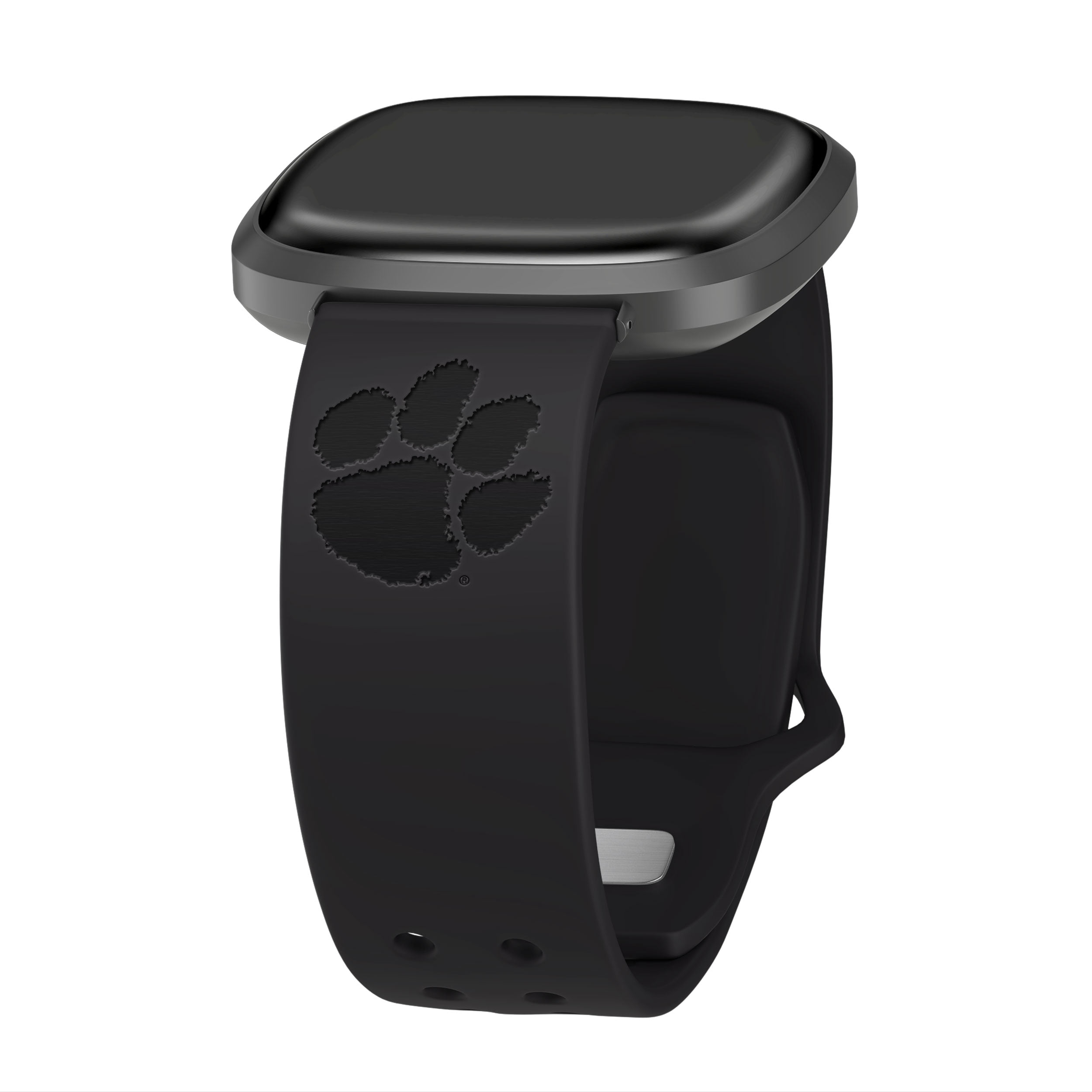 Clemson Engraved Silicone Unisex Watch Band for Fitbit Versa 3 and Sense (Black) by Affinity Bands