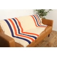 thumbnail image 1 of Clemson Stripe Woven Throw - Creme blanket with Blue & Orange Stripes - 100% Cotton Made in the USA (73x48), 1 of 5