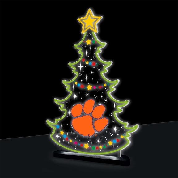 Clemson Tigers 10" LED Tabletop Christmas Tree Desklite Sign
