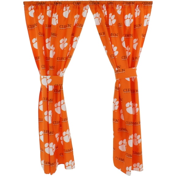 Clemson Tigers 100% Polyester, 63" Curtain Panels, Set of 2