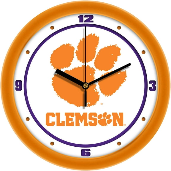 Clemson Tigers 11.5'' Suntime Premium Glass Face Traditional Logo Wall Clock