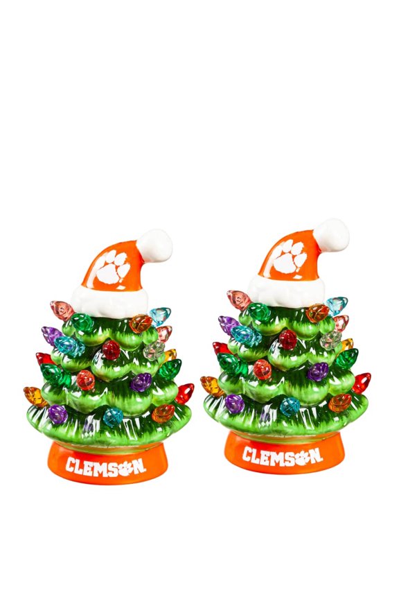 Clemson Tigers 2-Pack 4" Ceramic LED Christmas Tree Set