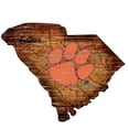 thumbnail image 1 of Clemson Tigers 23.5" x 23.5" Distressed State with Logo Sign, 1 of 2