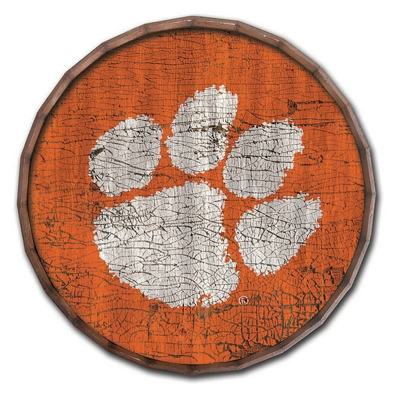 Clemson Tigers 24" Cracked Color Barrel Top Sign