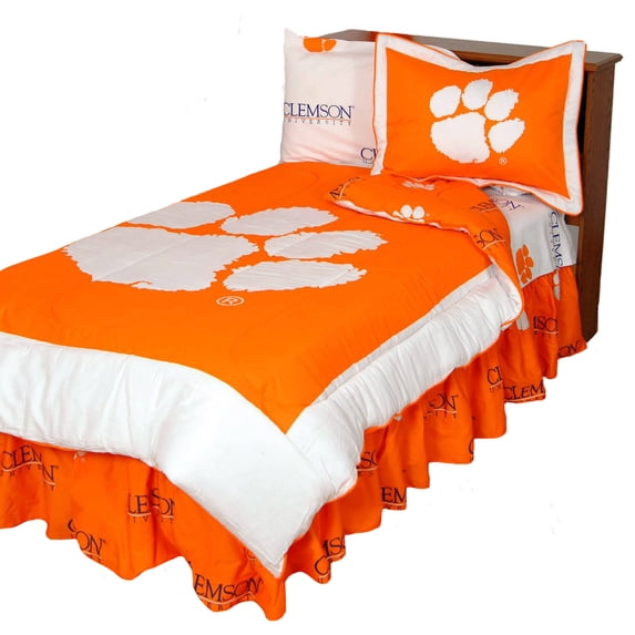 Clemson Tigers 3 Pc Reversible Cotton Comforter Set, 1 Comforter, 2 Shams, Full