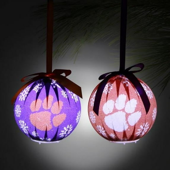 Clemson Tigers 6-Piece LED Boxed Ornament Set - Purple/Orange