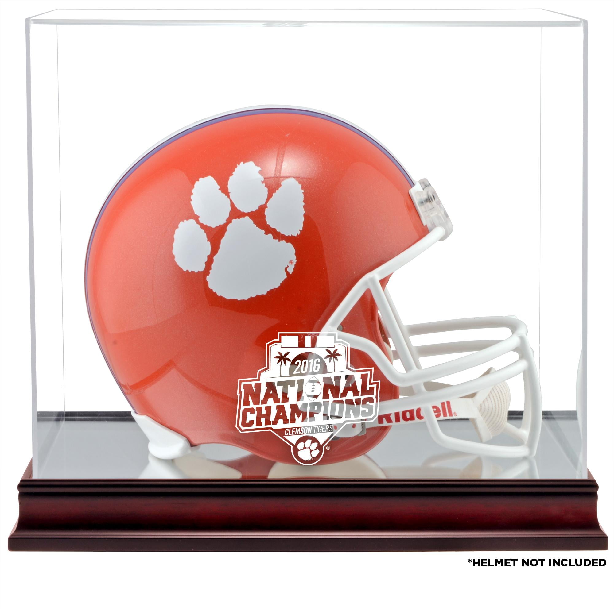 Clemson Tigers College Football Playoff 2016 National Champions Logo Mahogany Helmet Display Case