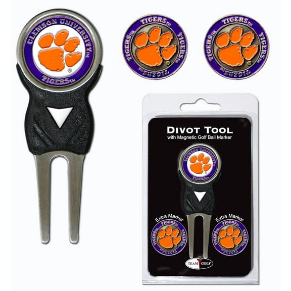 Team Golf NCAA CLEMSON Divot Tool Pack With 3 Golf Ball Markers