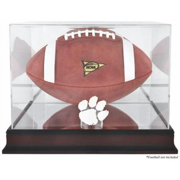 Clemson Tigers Mahogany Base Logo Football Case with Mirror Back