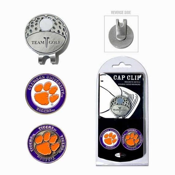 Team Golf NCAA CLEMSON Cap Clip With 2 Golf Ball Markers