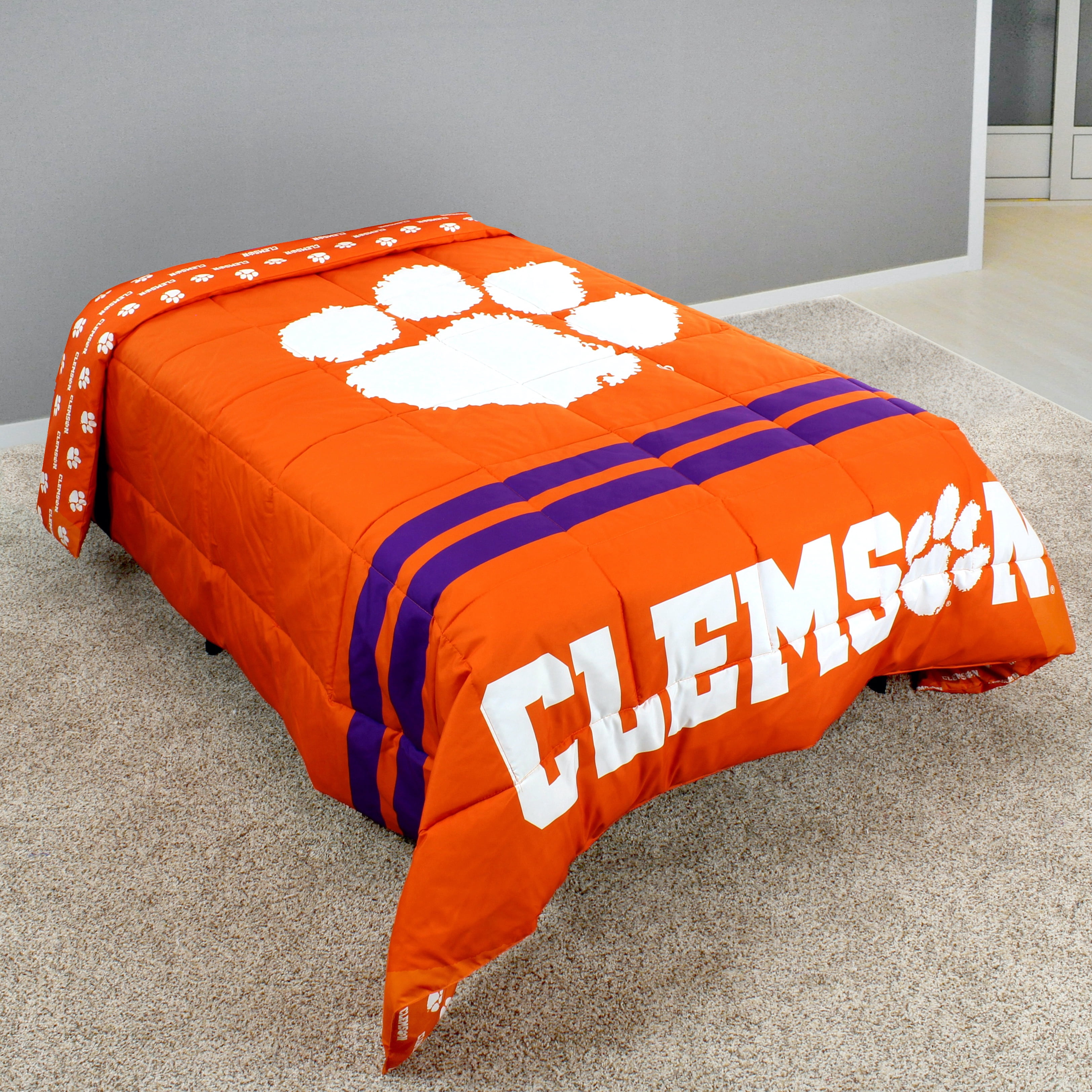 Clemson Tigers Reversible Big Logo Soft and Colorful Comforter, Full