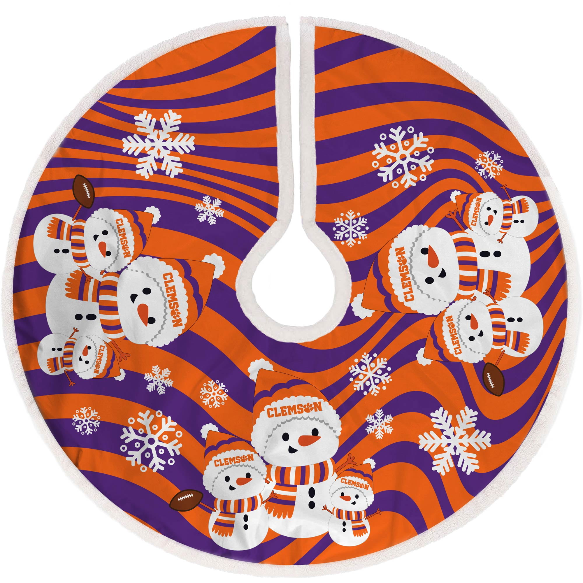 Clemson Tigers Snowman Sherpa Christmas Tree Skirt