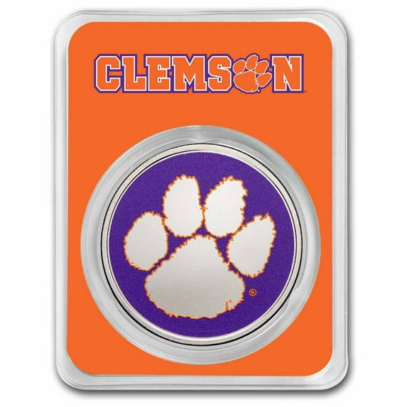 Clemson University 1 oz Silver Colorized Round (in TEP)