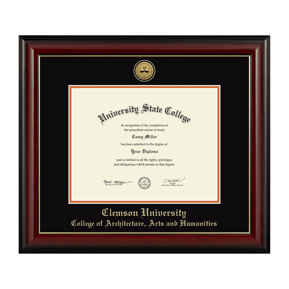 Framerly - Clemson Architecture Diploma Frame with Black and Orange Mat