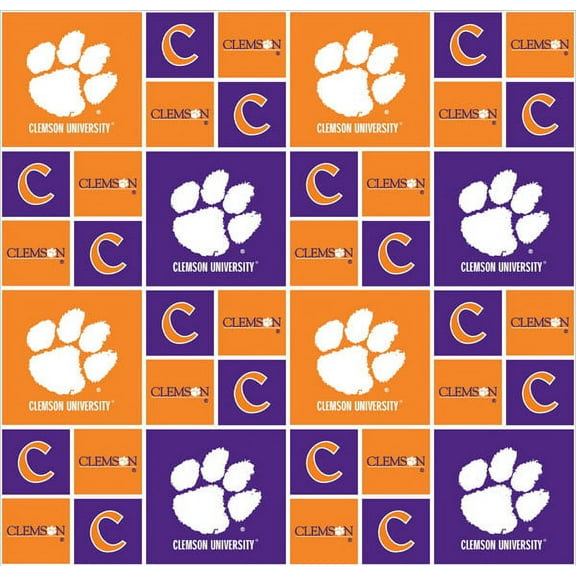 Clemson University Fabric Fine Cotton Classic Geometric Design-Sold by the Yard