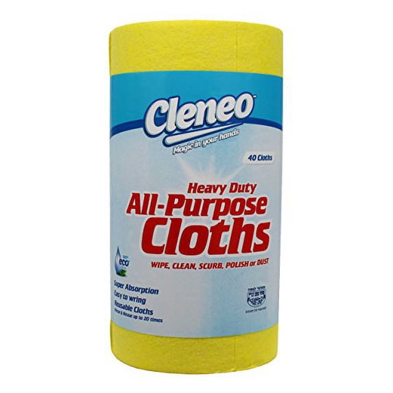 Cleneo All Purpose Reuseable Cleaning Cloths Roll - 40 Cloths (Yellow)