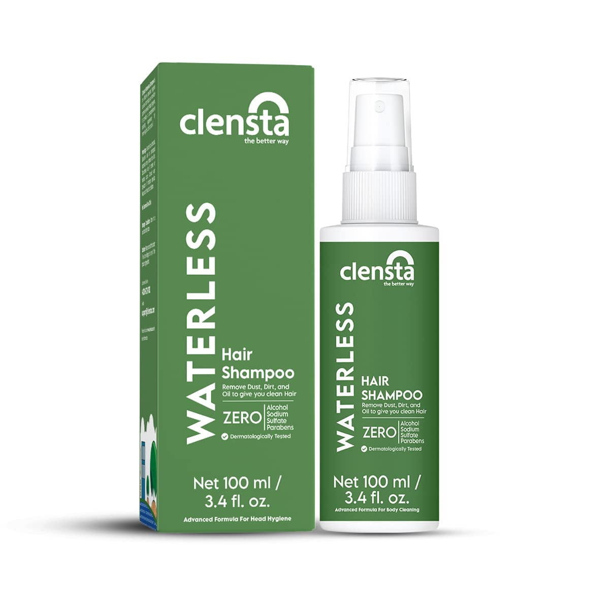 Clensta Waterless Shampoo Ideal for Use While Hiking, in Higher Altitudes, for Bedridden