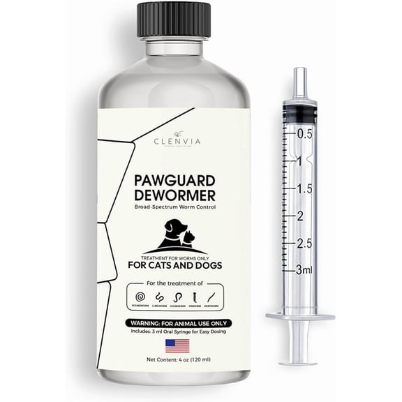 Clenvia Pet Dewormer Advanced Dewormer for Cats & Dogs | Safe & Effective Liquid Worm Treatment | Chicken Flavor (120ML)