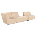 thumbnail image 1 of Cleo 140" 4pc Modular Upholstered Deep Seating Patio Sectional Sofa Almond Beige, 1 of 8