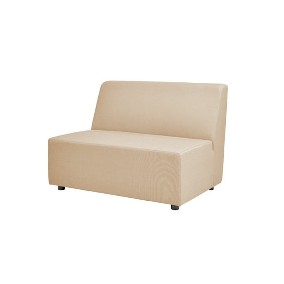 Cleo 45.5" Modular Upholstered Deep Seating Patio Armless Loveseat, Almond Beige Axroma Olefin