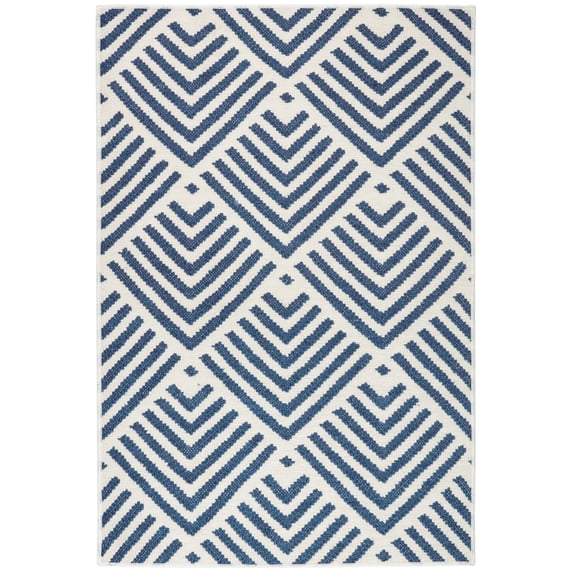 Dash & Albert Cleo Machine Washable Rug, 4' x 6', Navy