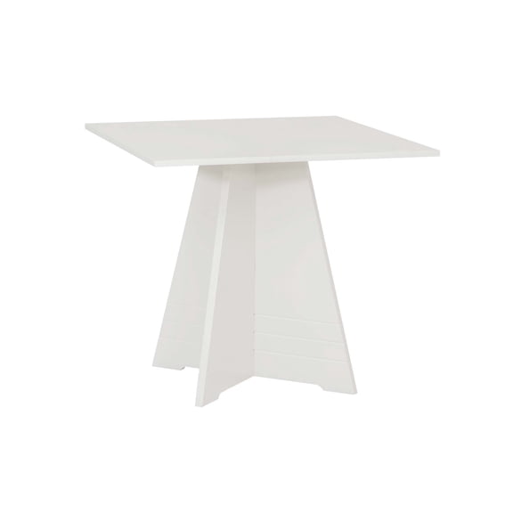 Linon Cleo Square Geometric Pedestal Base Dining Table UV Varnished White Wood