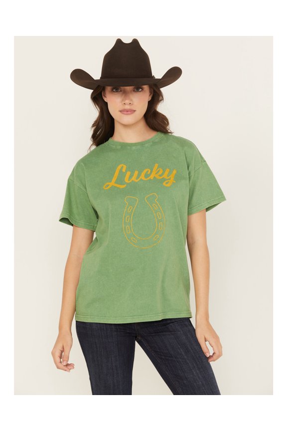 Women's Eddy Lucky Horseshoe Short Sleeve Graphic Tee - CLSU25K10-GR US