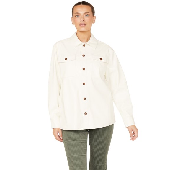 Cleo + Wolf Women's Oversized Solid Faux Leather Shacket - CLFA22K77 US