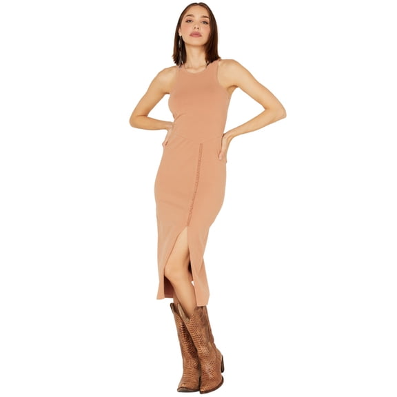 Cleo + Wolf Women's Split Side Tank Midi Dress Beige/Khaki X-Large US