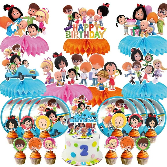 Cleo and Cuquin Party Supplies Decor Plates Fans Decorations Honeycomb Centerpieces Cake Toppers