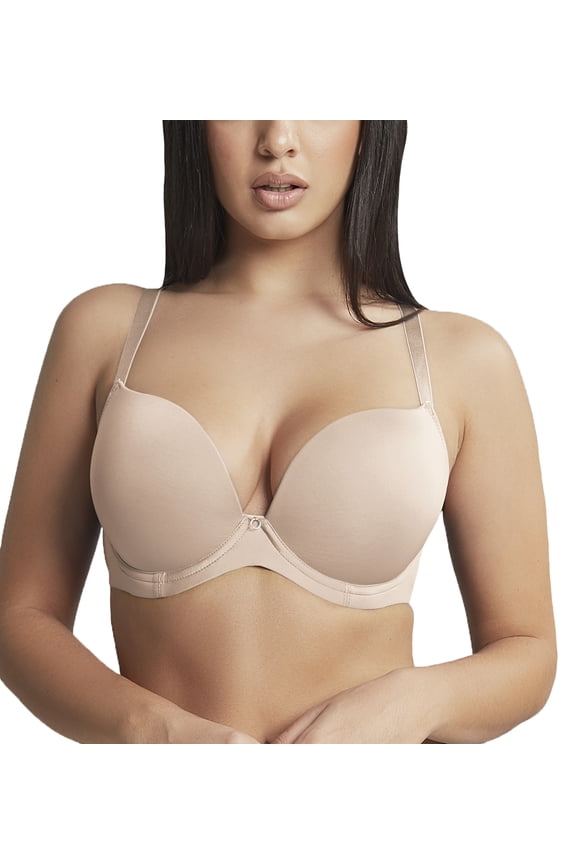 Faith Molded Plunge Underwire Bra (10666),30F,Latte