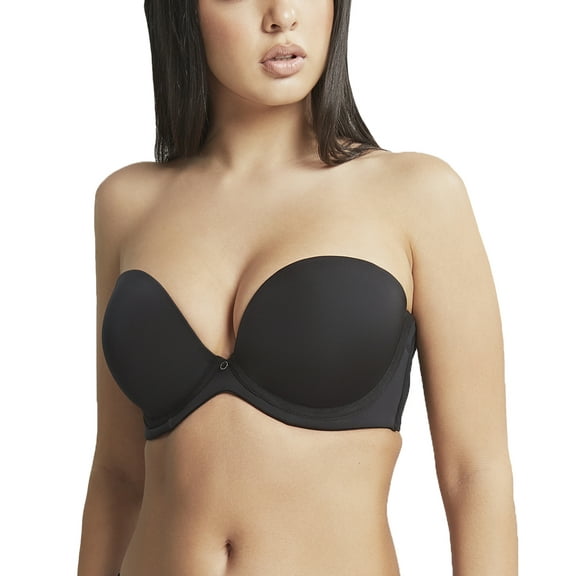 Cleo by Panache Faith Plunge Strapless Underwire Bra (10660),34FF,Noir