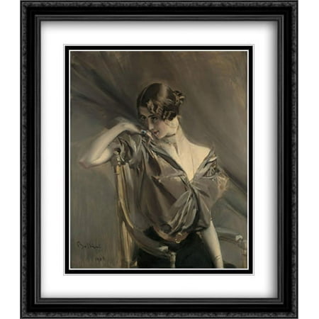 Cleo de Merode 2x Matted 28x32 Large Black Ornate Framed Art Print by Giovanni Boldini
