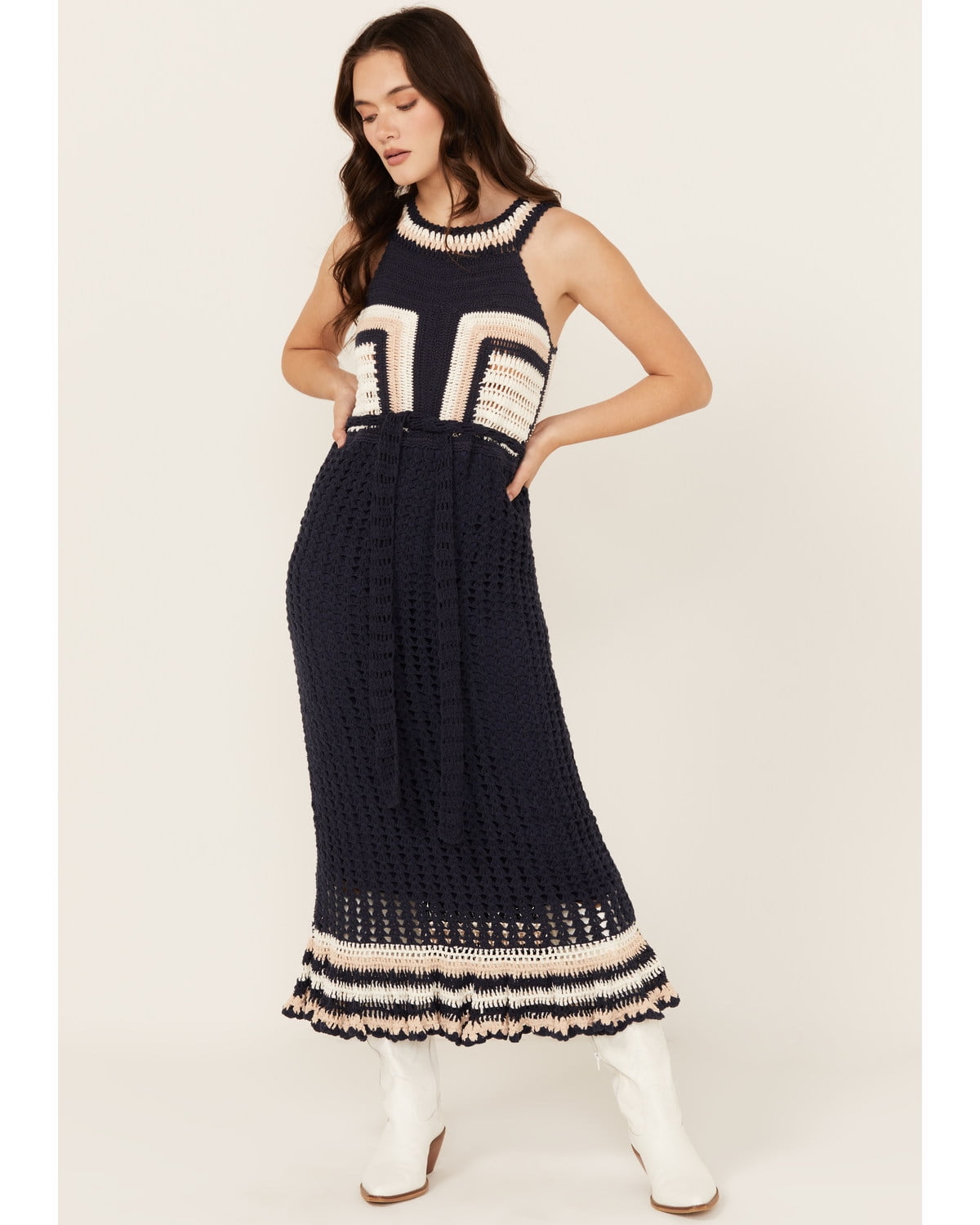 Cleobella Women's Drew Hand Crochet Midi Dress Navy US - Walmart.com