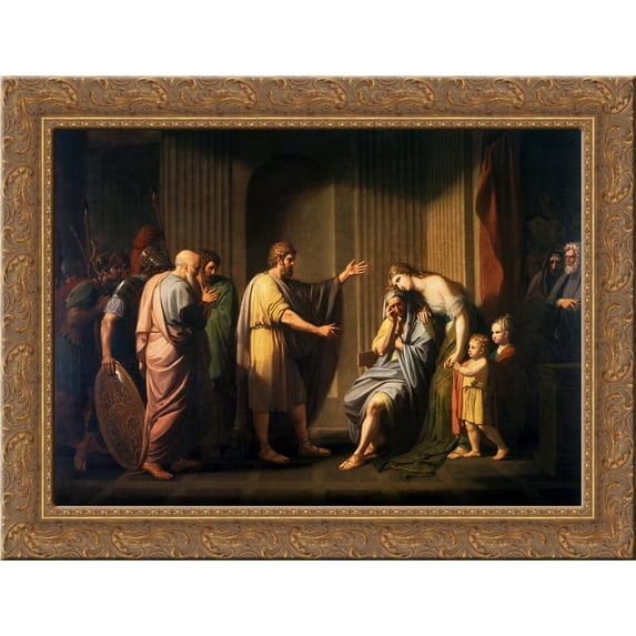 Cleombrotus Ordered into Banishment by Leonidas II, King of Sparta 24x18 Gold Ornate Wood Framed Canvas Art by Benjamin West