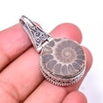 thumbnail image 1 of Cleoniceras Cleon Ammonite -Fossil Fine Art 925 Sterling Silver Pendant 1.76", Brown Ammonite Pendant P_8061_313_37, 1 of 2