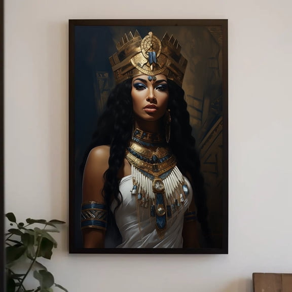 Cleopatra Canvas Painting - Black Woman Wall Art - African American Gift - Office Home Decor - Queen Of Egypt, Unframed Poster Size 16x24