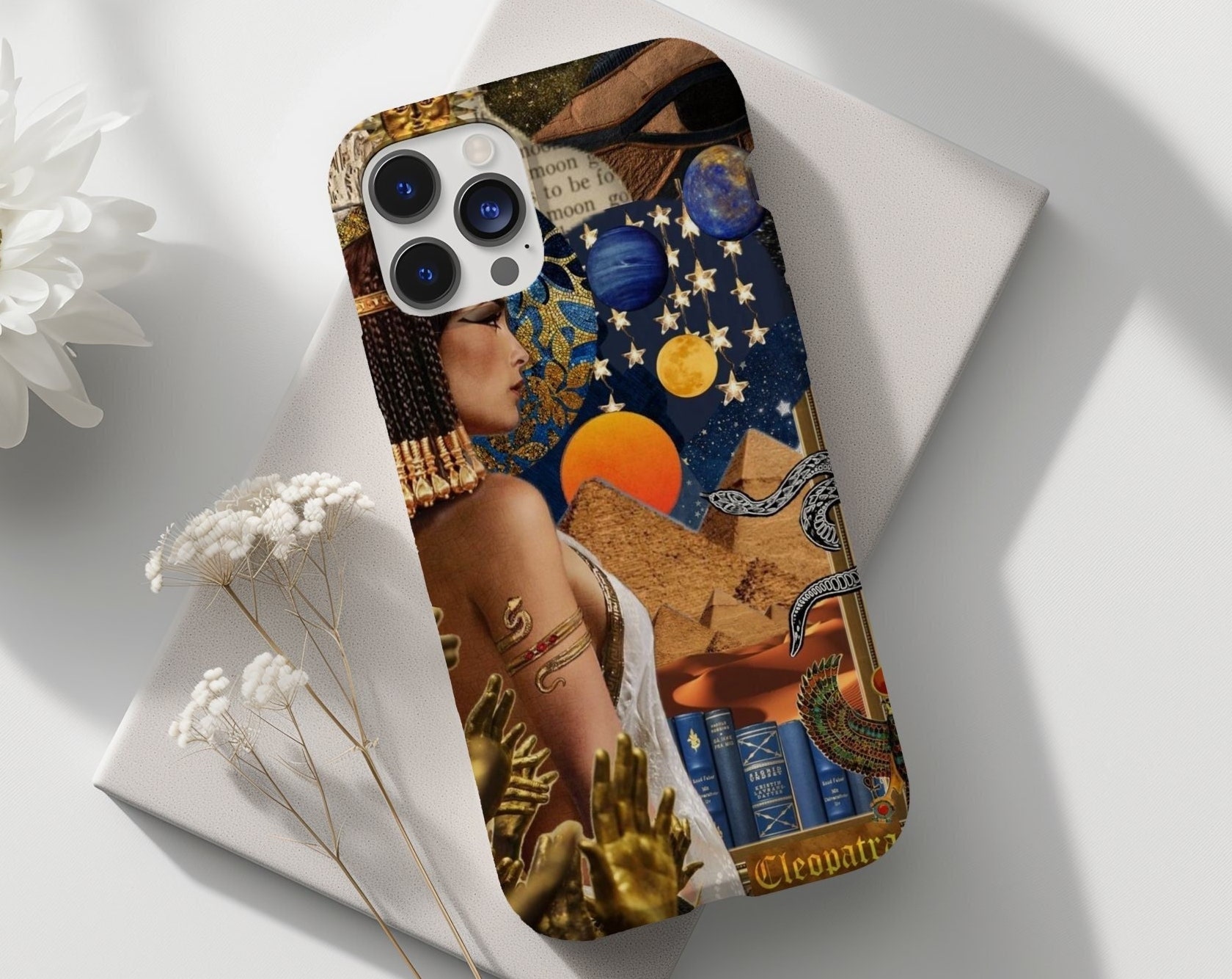 Cleopatra Egyptian Sun Moon Mystic Collage Case for iPhone 17 11 12 13 ...