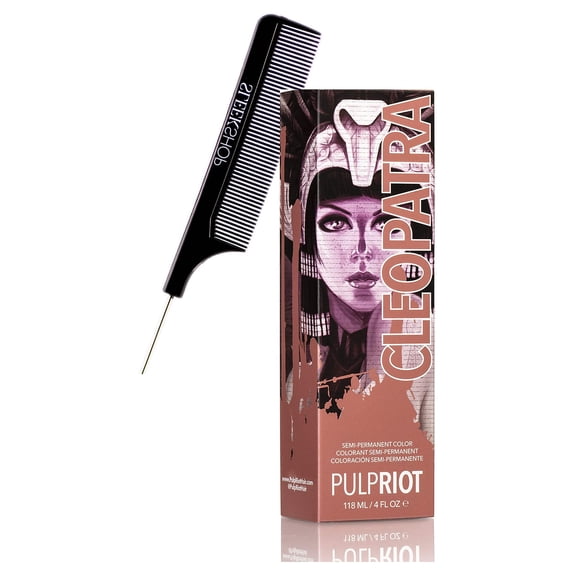 Cleopatra - Peach Rose - 4oz , PulpRiot Pulp Riot SEMI-PERMANENT Direct Dye Hair Color, Deposit Only, Ammonia-Free, Peroxide-Free Haircolor Dye - Pack of 1 w/ SLEEK Pin Comb