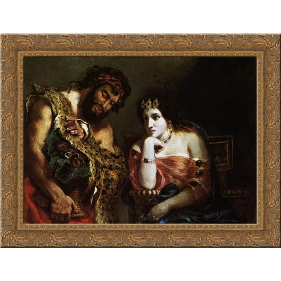 Cleopatra and the Peasant 24x18 Gold Ornate Wood Framed Canvas Art by Eugene Delacroix