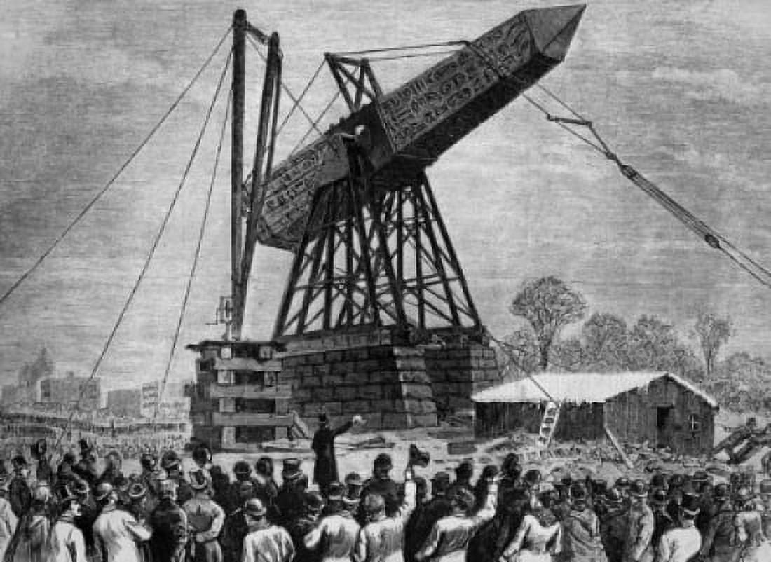 Cleopatras Needle Comes To New York Setting The Obelisk In Permanent Position Central Park-January 22 1881 Artist Unknown Canvas Art - (18 x 24)