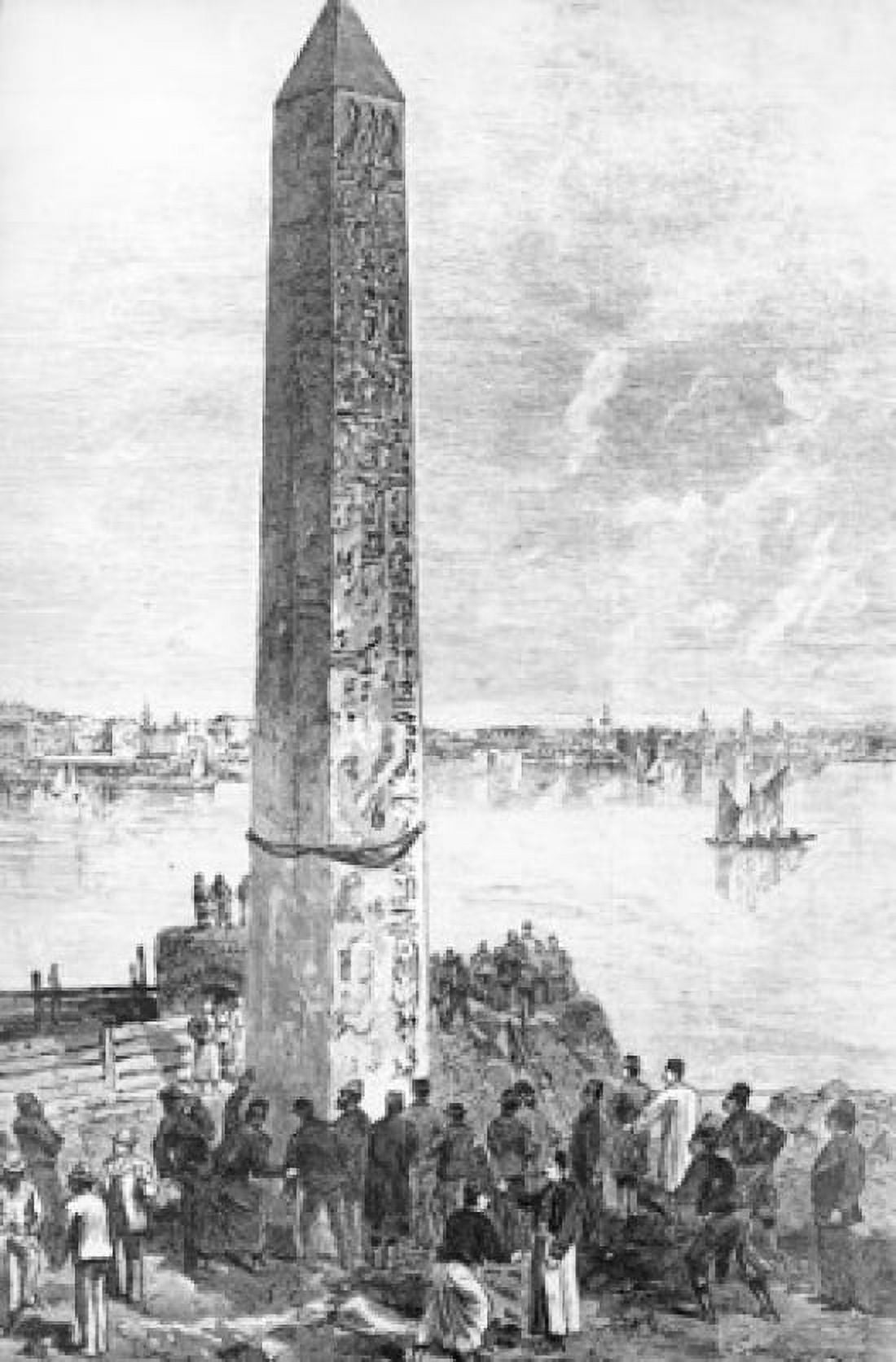 Cleopatras Obelisk in Alexandria Preparing to be Moved by unknown artist Canvas Art - (18 x 24)