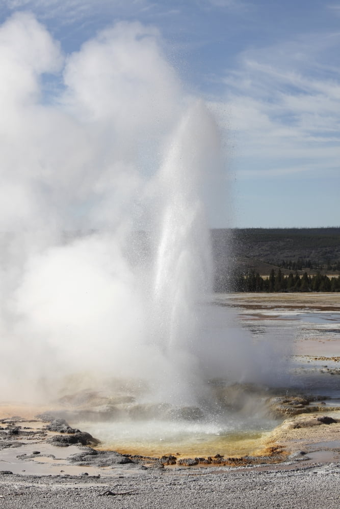 Clepsydra Geyser eruption Upper Geyser Basin geothermal area Yellowstone National Park Canvas Art - Richard RoscoeStocktrek Images (23 x 35)